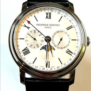 Frederique Constant Classic Business Timer moon phase stainless steel Mens Swiss